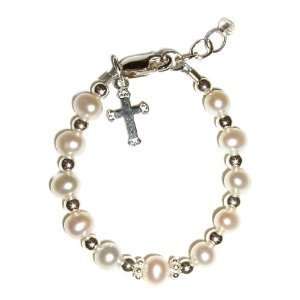 Girls Bracelet Childrens freshwater pearls, silver beads and a simple 