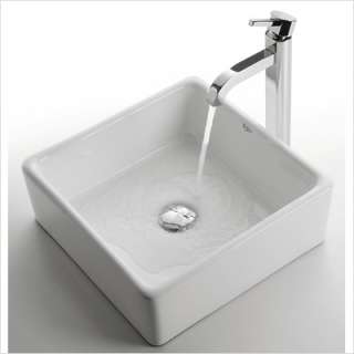 Kraus 15 Ceramic Square Vessel Sink in White KCV 120 812679016837 
