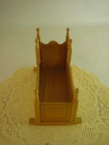 Antique Style Cradle Paneled Wood Baby Bed Miniature Artist England 