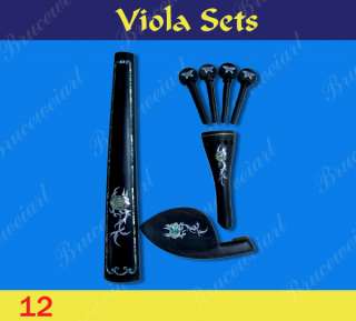 Viola Fingerboard Tailpiece Chinrest Pegs w/Inlay (12)  