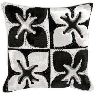   of 2 Surya Black and White 18 Square Accent Pillows