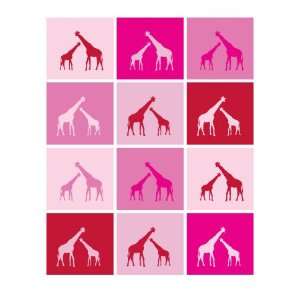  Pink Giraffe Squares Premium Poster Print