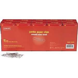    Paper Clips, Jumbo, Smooth, 10 Boxes of 100 Clips Office