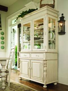 Linen White Country China Hutch Cabinet  