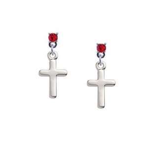   Plain Small Cross Red Swarovski Charm Earrings [Jewelry] Jewelry