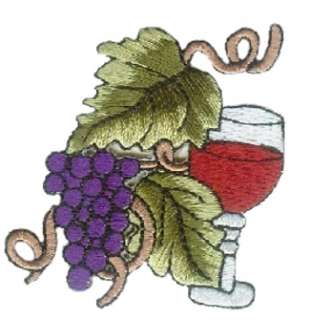 Grapes & Wine Glass Embroidered Applique Patch wx0036  