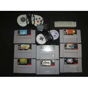  Super Nintendo 8 SNES Games 2 Controllers 