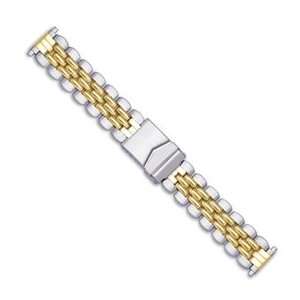    16 21mm Two tone Fossil Style w/Deploy Link Watch Band Jewelry