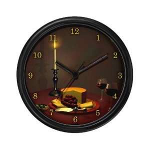  Wine Cheese Romance Wall Clock by  Everything 