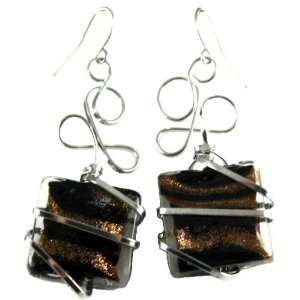   Sparkling Glass and Wire Wrap Dangle Earrings on Hooks Jewelry