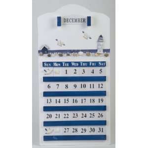  Wooden Perpetual Calendar with Marine Sea Nautical Theme 