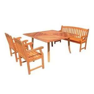   Wood Square Table, Wood Bench & Wood Arm Chair Patio, Lawn & Garden